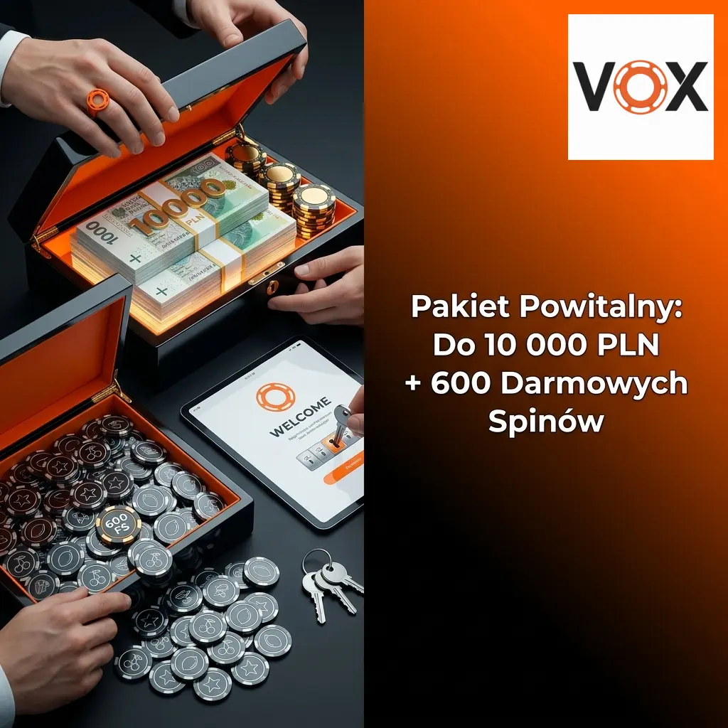 Pakiet powitalny VOX Casino: do 10 000 PLN i 600 darmowych spinów dla nowych graczy